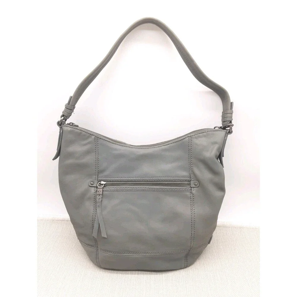 The Sak Gray Hobo Bag Leather Shoulder Handbag